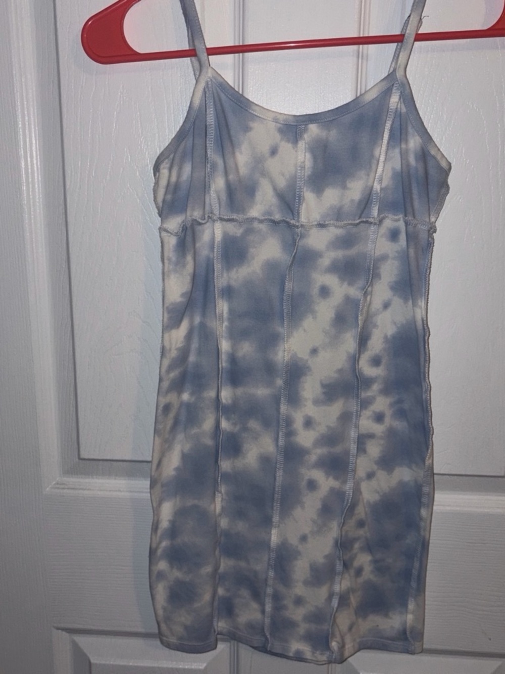 Full Tilt Blue & White Tie-Dye Spaghetti Strap Mini Dress